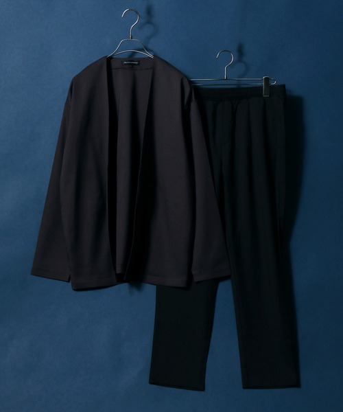 ANPAS(アンパス)の「Polyester Tropical Stretch Collarless Jacket SET-UP/別注 ポリトロ ストレッチ ノーカラージャケット&タックワイドテーパードパンツ セットアップ(セットアップ・メンズ・チャコールグレー/ライトグレー/ブラック/パープル/グレー系その他/グレイッシュベージュ・LL/M/L)」の6枚目の写真