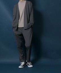 Polyester Tropical Stretch Collarless Jacket SET-UP/別注 ポリトロ ストレッチ ノーカラージャケット&タックワイドテーパードパンツ セットアップ