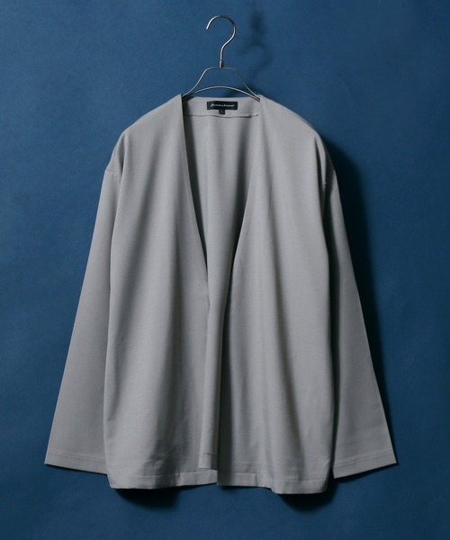 ANPAS(アンパス)の「Polyester Tropical Stretch Collarless Jacket SET-UP/別注 ポリトロ ストレッチ ノーカラージャケット&タックワイドテーパードパンツ セットアップ(セットアップ・メンズ・チャコールグレー/ライトグレー/ブラック/パープル/グレー系その他/グレイッシュベージュ・LL/M/L)」の7枚目の写真