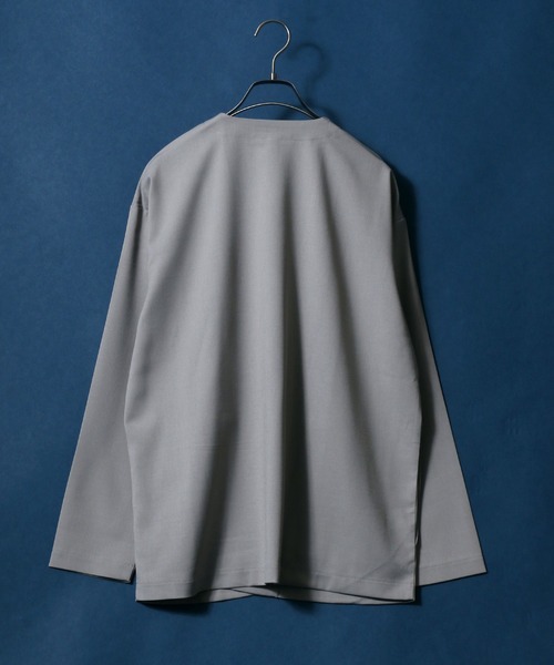 ANPAS(アンパス)の「Polyester Tropical Stretch Collarless Jacket SET-UP/別注 ポリトロ ストレッチ ノーカラージャケット&タックワイドテーパードパンツ セットアップ(セットアップ・メンズ・チャコールグレー/ライトグレー/ブラック/パープル/グレー系その他/グレイッシュベージュ・LL/M/L)」の8枚目の写真