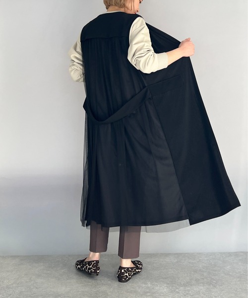 PICCIN（ピッチン）の「バックチュールロングジレ（ベスト・レディース・ライトグレー/ブラック・M/L）」の8枚目の写真