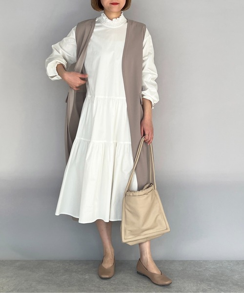 PICCIN（ピッチン）の「バックチュールロングジレ（ベスト・レディース・ライトグレー/ブラック・M/L）」の7枚目の写真