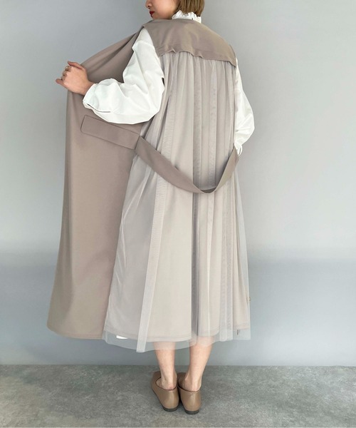 PICCIN（ピッチン）の「バックチュールロングジレ（ベスト・レディース・ライトグレー/ブラック・M/L）」の3枚目の写真