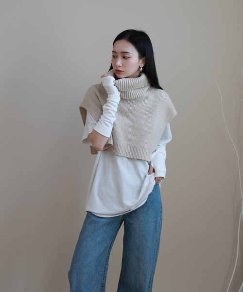 セール】ショールニットネックウォーマー（Tシャツ/カットソー