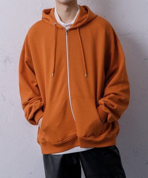 Adoon plain(アドーンプレーン)の「【Adoon plain】ダブルジップパーカー(パーカー・メンズ・ライトグリーン/オレンジ/ライトグレー/ブラック・LARGE/MEDIUM)」の4枚目の写真