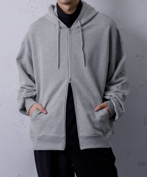 Adoon plain(アドーンプレーン)の「【Adoon plain】ダブルジップパーカー(パーカー・メンズ・ライトグリーン/オレンジ/ライトグレー/ブラック・LARGE/MEDIUM)」の2枚目の写真