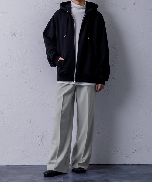 Adoon plain(アドーンプレーン)の「【Adoon plain】ダブルジップパーカー(パーカー・メンズ・ライトグリーン/オレンジ/ライトグレー/ブラック・LARGE/MEDIUM)」の6枚目の写真