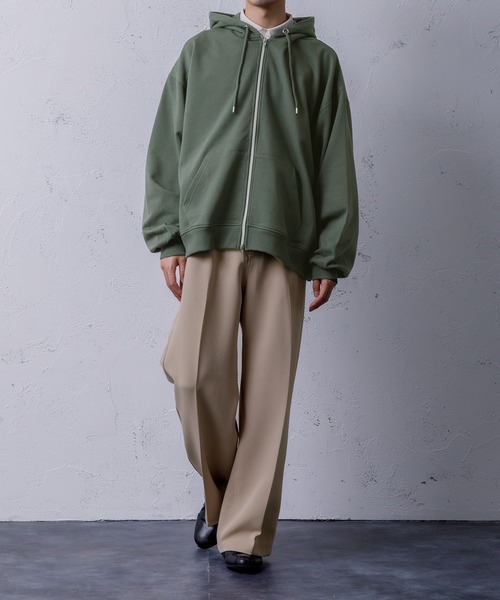 Adoon plain(アドーンプレーン)の「【Adoon plain】ダブルジップパーカー(パーカー・メンズ・ライトグリーン/オレンジ/ライトグレー/ブラック・LARGE/MEDIUM)」の8枚目の写真