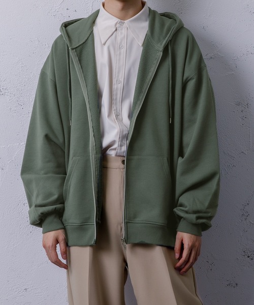 Adoon plain(アドーンプレーン)の「【Adoon plain】ダブルジップパーカー(パーカー・メンズ・ライトグリーン/オレンジ/ライトグレー/ブラック・LARGE/MEDIUM)」の15枚目の写真