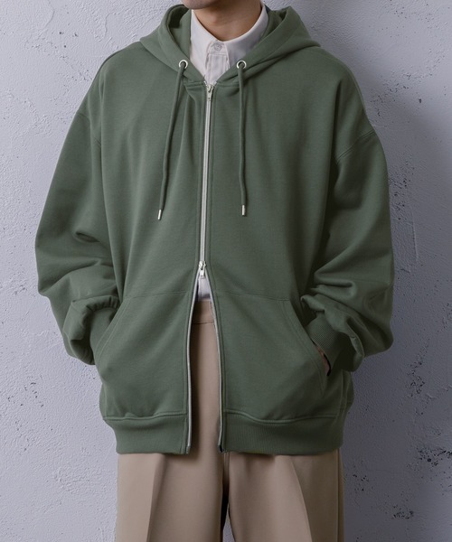 Adoon plain(アドーンプレーン)の「【Adoon plain】ダブルジップパーカー(パーカー・メンズ・ライトグリーン/オレンジ/ライトグレー/ブラック・LARGE/MEDIUM)」の14枚目の写真