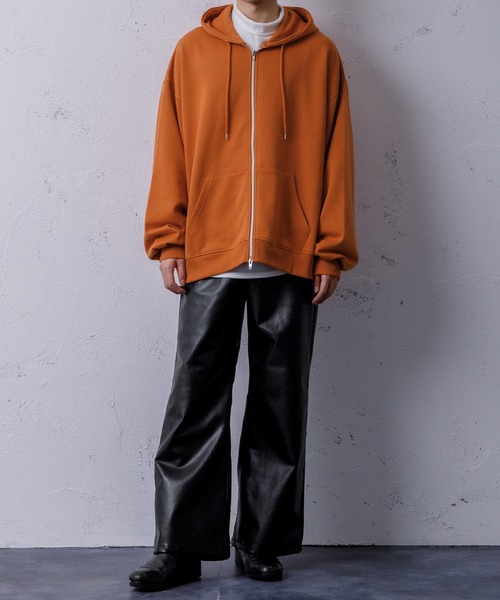 Adoon plain(アドーンプレーン)の「【Adoon plain】ダブルジップパーカー(パーカー・メンズ・ライトグリーン/オレンジ/ライトグレー/ブラック・LARGE/MEDIUM)」の9枚目の写真