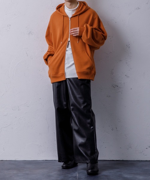 Adoon plain(アドーンプレーン)の「【Adoon plain】ダブルジップパーカー(パーカー・メンズ・ライトグリーン/オレンジ/ライトグレー/ブラック・LARGE/MEDIUM)」の20枚目の写真