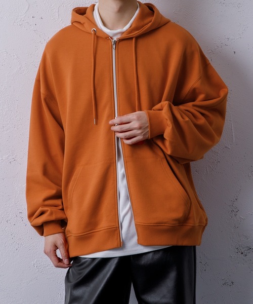 Adoon plain(アドーンプレーン)の「【Adoon plain】ダブルジップパーカー(パーカー・メンズ・ライトグリーン/オレンジ/ライトグレー/ブラック・LARGE/MEDIUM)」の12枚目の写真