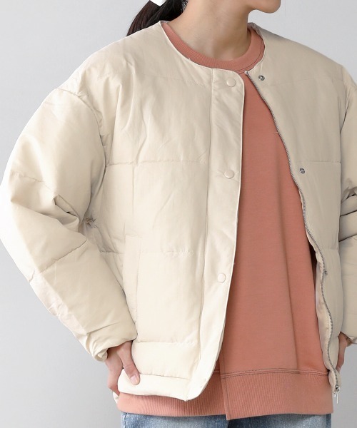 Bou Jeloud（ブージュルード）の「ノーカラー中綿ジャケット（ノーカラージャケット・レディース・ブラック/アイボリー・38）」の9枚目の写真