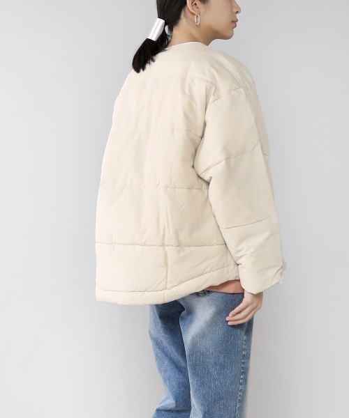 Bou Jeloud（ブージュルード）の「ノーカラー中綿ジャケット（ノーカラージャケット・レディース・ブラック/アイボリー・38）」の10枚目の写真