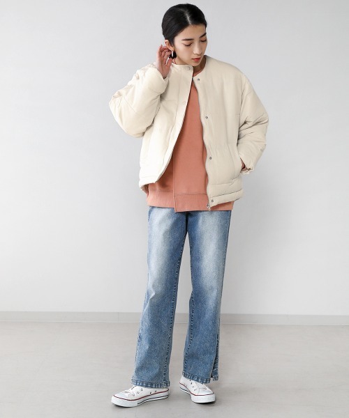 Bou Jeloud（ブージュルード）の「ノーカラー中綿ジャケット（ノーカラージャケット・レディース・ブラック/アイボリー・38）」の11枚目の写真