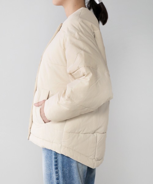 Bou Jeloud（ブージュルード）の「ノーカラー中綿ジャケット（ノーカラージャケット・レディース・ブラック/アイボリー・38）」の13枚目の写真