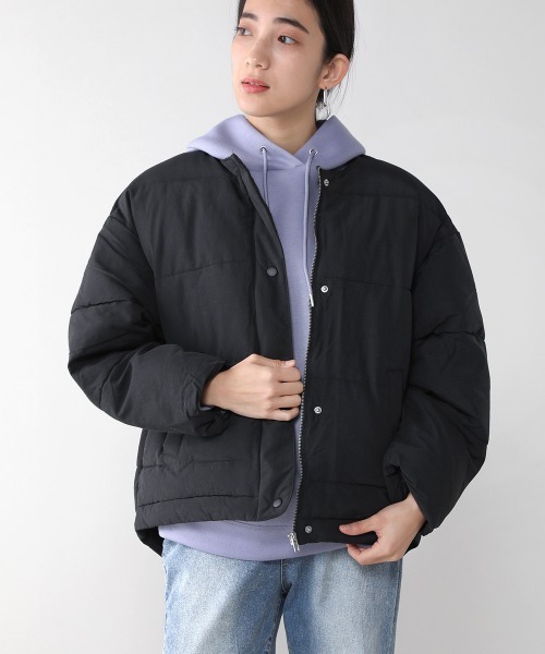 Bou Jeloud（ブージュルード）の「ノーカラー中綿ジャケット（ノーカラージャケット・レディース・ブラック/アイボリー・38）」の3枚目の写真