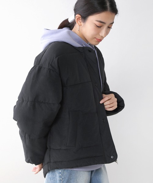 Bou Jeloud（ブージュルード）の「ノーカラー中綿ジャケット（ノーカラージャケット・レディース・ブラック/アイボリー・38）」の6枚目の写真