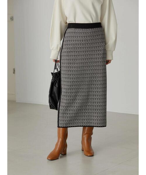AMERICAN HOLIC（アメリカンホリック）の「ニットジャガードスカート（スカート・レディース・ブラック・S/M/L）」の2枚目の写真
