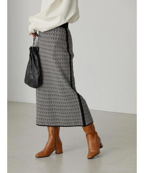 AMERICAN HOLIC（アメリカンホリック）の「ニットジャガードスカート（スカート・レディース・ブラック・S/M/L）」の3枚目の写真