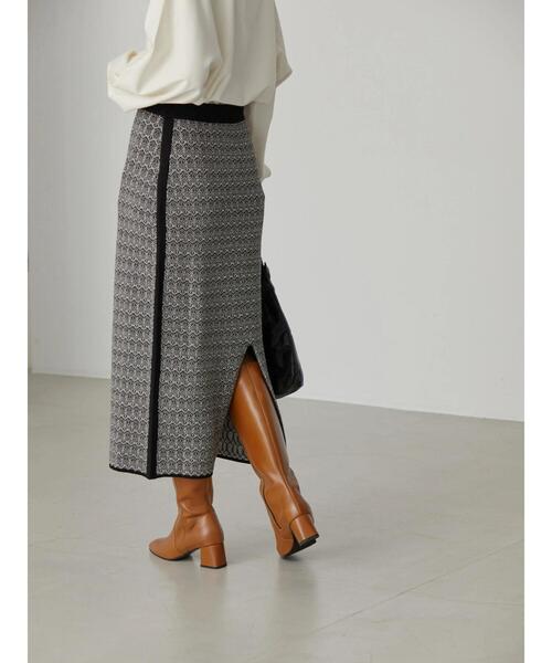 AMERICAN HOLIC（アメリカンホリック）の「ニットジャガードスカート（スカート・レディース・ブラック・S/M/L）」の4枚目の写真