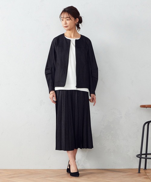 COMME CA ISM(コムサイズム)の「【一部店舗限定】ノーカラーブルゾン(ブルゾン・レディース・ブラック/ネイビー・MEDIUM/LARGE)」の3枚目の写真