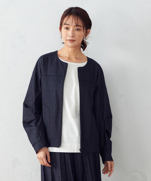 COMME CA ISM(コムサイズム)の「【一部店舗限定】ノーカラーブルゾン(ブルゾン・レディース・ブラック/ネイビー・MEDIUM/LARGE)」の6枚目の写真