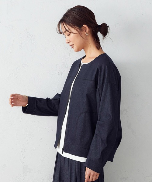 COMME CA ISM(コムサイズム)の「【一部店舗限定】ノーカラーブルゾン(ブルゾン・レディース・ブラック/ネイビー・MEDIUM/LARGE)」の7枚目の写真