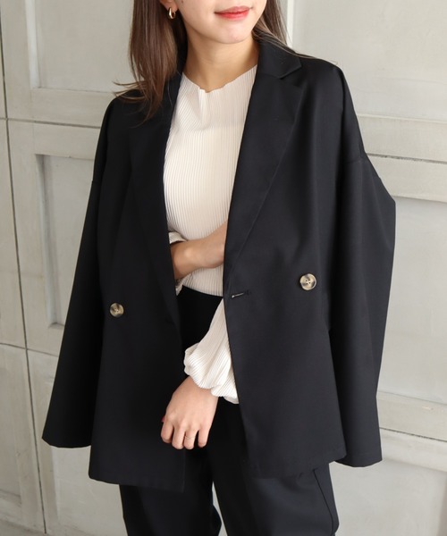 moment+（モーメントプラス）の「TRギャバ セットアップ（ダブルテーラードジャケット＆ツータックパンツ）（セットアップ・レディース・アイボリー/ブラック/モカ/カーキ/ネイビー・M）」の20枚目の写真