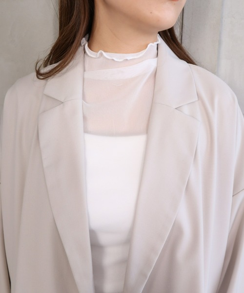 moment+（モーメントプラス）の「TRギャバ セットアップ（ダブルテーラードジャケット＆ツータックパンツ）（セットアップ・レディース・アイボリー/ブラック/モカ/カーキ/ネイビー・M）」の6枚目の写真