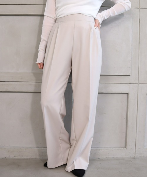 moment+（モーメントプラス）の「TRギャバ セットアップ（ダブルテーラードジャケット＆ツータックパンツ）（セットアップ・レディース・アイボリー/ブラック/モカ/カーキ/ネイビー・M）」の12枚目の写真