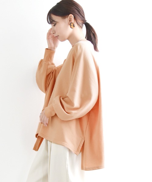 and it_（アンドイット）の「ボリュームスリーブゆるスウェット（スウェット・レディース・ピンク/ベージュ/ホワイト/チャコールグレー/ダークグリーン/ブラック/サックスブルー・M）」の9枚目の写真