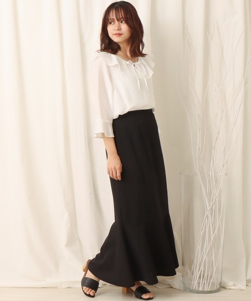 libelle more（リベル モア）の「カットジョーゼット切替マーメイドスカート（スカート・レディース・ブラック/グレイッシュベージュ/モカ・M/L）」の7枚目の写真