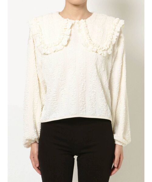 merry jenny（メリージェニー）の「くしゅくしゅショートTOPS（Tシャツ/カットソー・レディース・ブラック/アイボリー・FREE）」の4枚目の写真