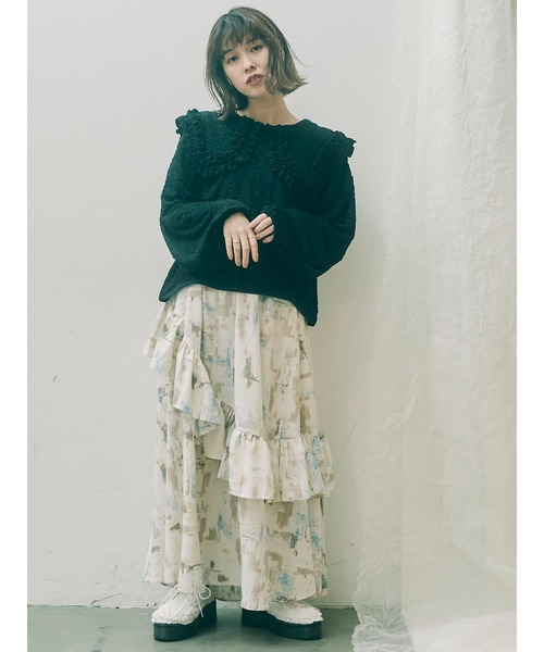 merry jenny（メリージェニー）の「くしゅくしゅショートTOPS（Tシャツ/カットソー・レディース・ブラック/アイボリー・FREE）」の14枚目の写真