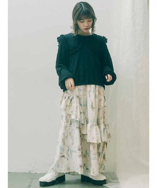 merry jenny（メリージェニー）の「くしゅくしゅショートTOPS（Tシャツ/カットソー・レディース・ブラック/アイボリー・FREE）」の13枚目の写真