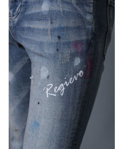 REGIEVO(レジエボ)の「【REGIEVO】ダーティペイントスキニーデニム インテージ加工古着風(デニムパンツ・メンズ・ネイビー/サックスブルー・SMALL/MEDIUM/LARGE/X-LARGE)」の17枚目の写真