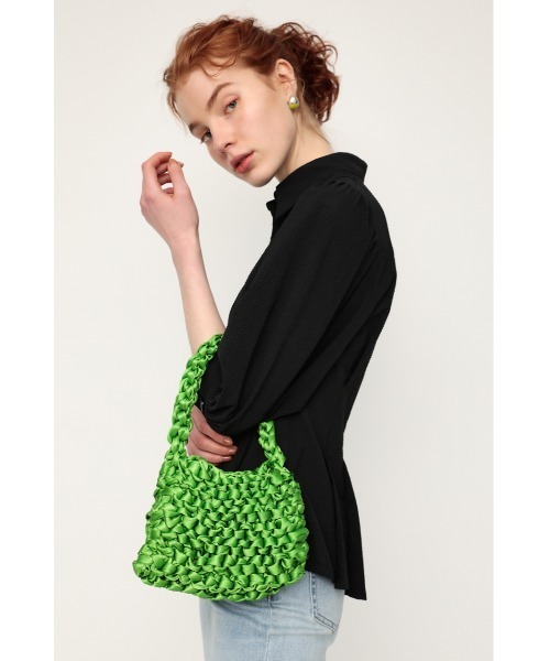 SLY（スライ）の「RIBBON YARN BAG リボン ヤーン バッグ（ハンドバッグ・レディース・ピンク/グリーン・FREE）」の8枚目の写真