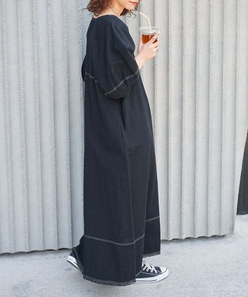 CIAOPANIC TYPY(チャオパニックティピー)の「indiaUネック袖ボリューム裾切替ワンピース(ワンピース・レディース・アイボリー/チャコールグレー/ブラウン/オレンジ・ONE SIZE)」の17枚目の写真