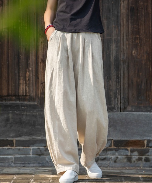 meJane（ミージェーン）の「麻ライクルーズシルエットカラーパンツ（その他パンツ・レディース・ブラック/ネイビー/ミント/キナリ・FREE）」の2枚目の写真