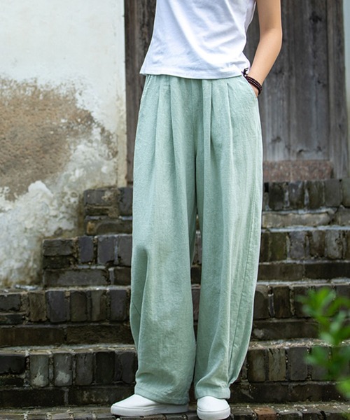 meJane（ミージェーン）の「麻ライクルーズシルエットカラーパンツ（その他パンツ・レディース・ブラック/ネイビー/ミント/キナリ・FREE）」の3枚目の写真