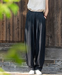 麻ライクルーズシルエットカラーパンツ