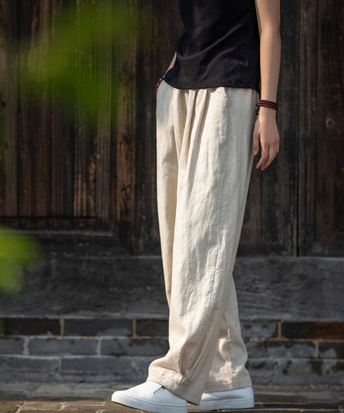 meJane（ミージェーン）の「麻ライクルーズシルエットカラーパンツ（その他パンツ・レディース・ブラック/ネイビー/ミント/キナリ・FREE）」の5枚目の写真