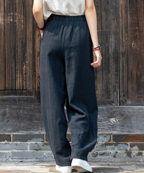 meJane（ミージェーン）の「麻ライクルーズシルエットカラーパンツ（その他パンツ・レディース・ブラック/ネイビー/ミント/キナリ・FREE）」の9枚目の写真