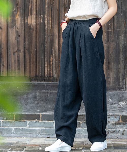 meJane（ミージェーン）の「麻ライクルーズシルエットカラーパンツ（その他パンツ・レディース・ブラック/ネイビー/ミント/キナリ・FREE）」の8枚目の写真