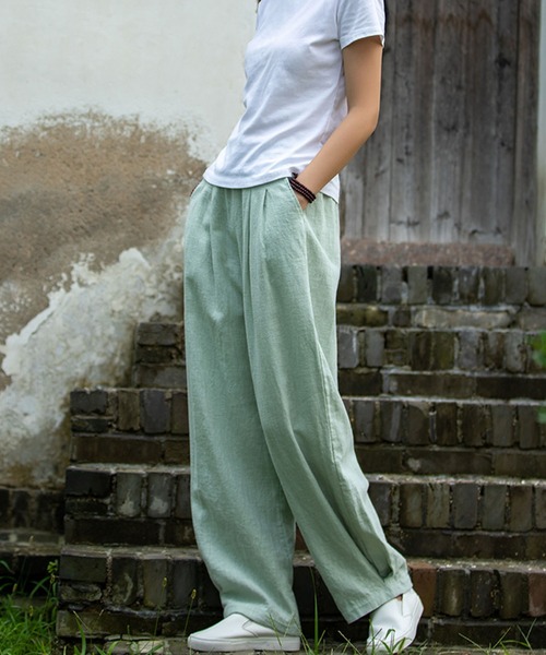 meJane（ミージェーン）の「麻ライクルーズシルエットカラーパンツ（その他パンツ・レディース・ブラック/ネイビー/ミント/キナリ・FREE）」の12枚目の写真