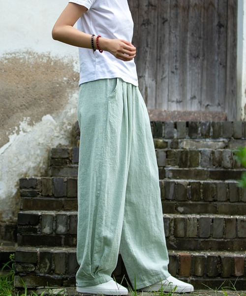 meJane（ミージェーン）の「麻ライクルーズシルエットカラーパンツ（その他パンツ・レディース・ブラック/ネイビー/ミント/キナリ・FREE）」の13枚目の写真