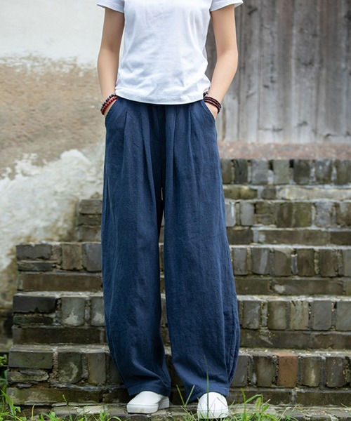 meJane（ミージェーン）の「麻ライクルーズシルエットカラーパンツ（その他パンツ・レディース・ブラック/ネイビー/ミント/キナリ・FREE）」の16枚目の写真