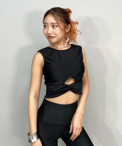 EGOIST（エゴイスト）の「EGOIST/エゴイスト  水陸両用  無地/タイダイ柄フィットネスブラトップ /セットアップ対応  24808（水着・レディース・ブラック/グレー/ブルー・11号/9号）」の6枚目の写真